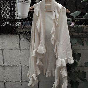 Anthropologie Cream Sleeveless Cardigan, NWT